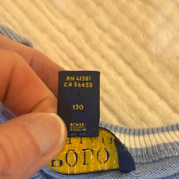 Polo Ralph Lauren Boys V-Neck Sweater – Light Blue – Size 7 - Picture 4 of 10